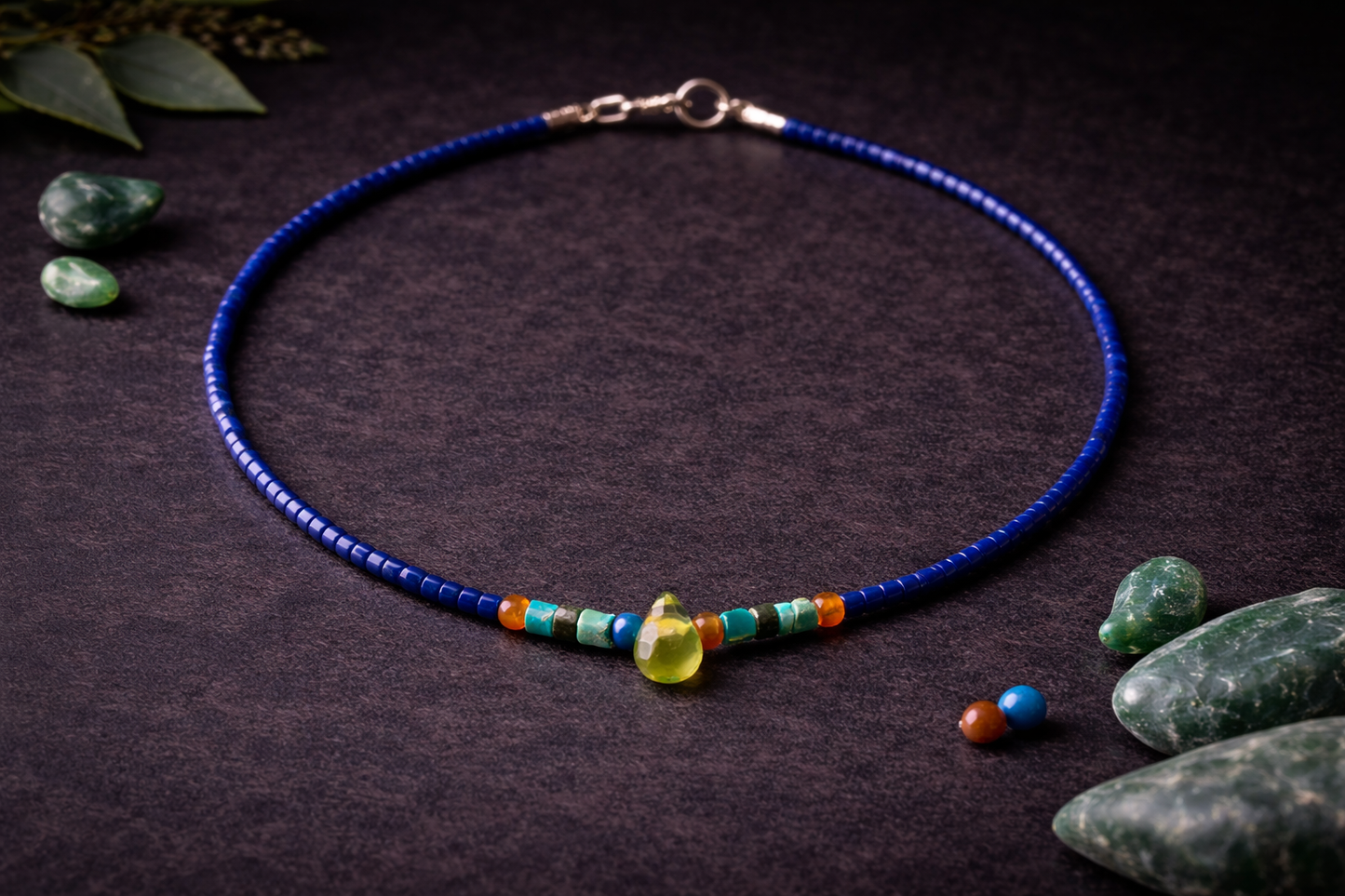 Bracelet lapis-lazuli & péridot vert
