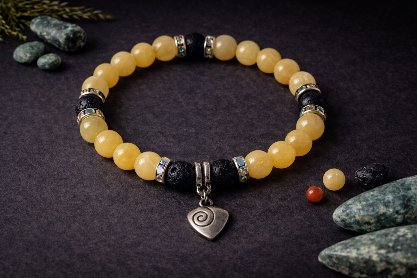 Bracelet Calcite Orange & Pierre de Lave