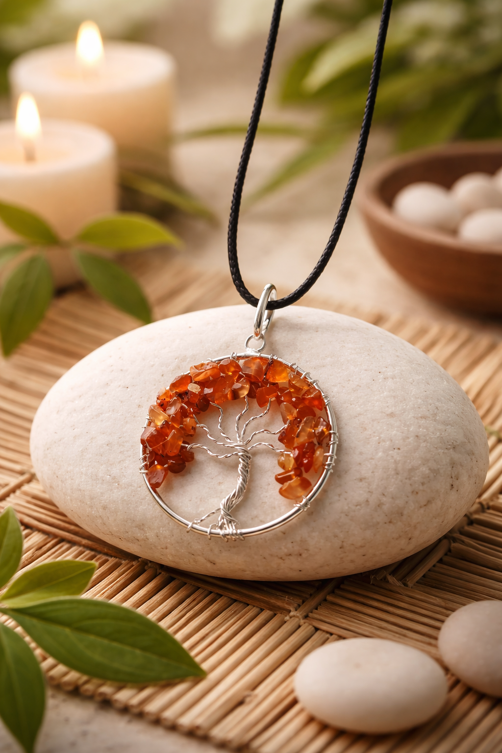 Collier arbre de vie cornaline