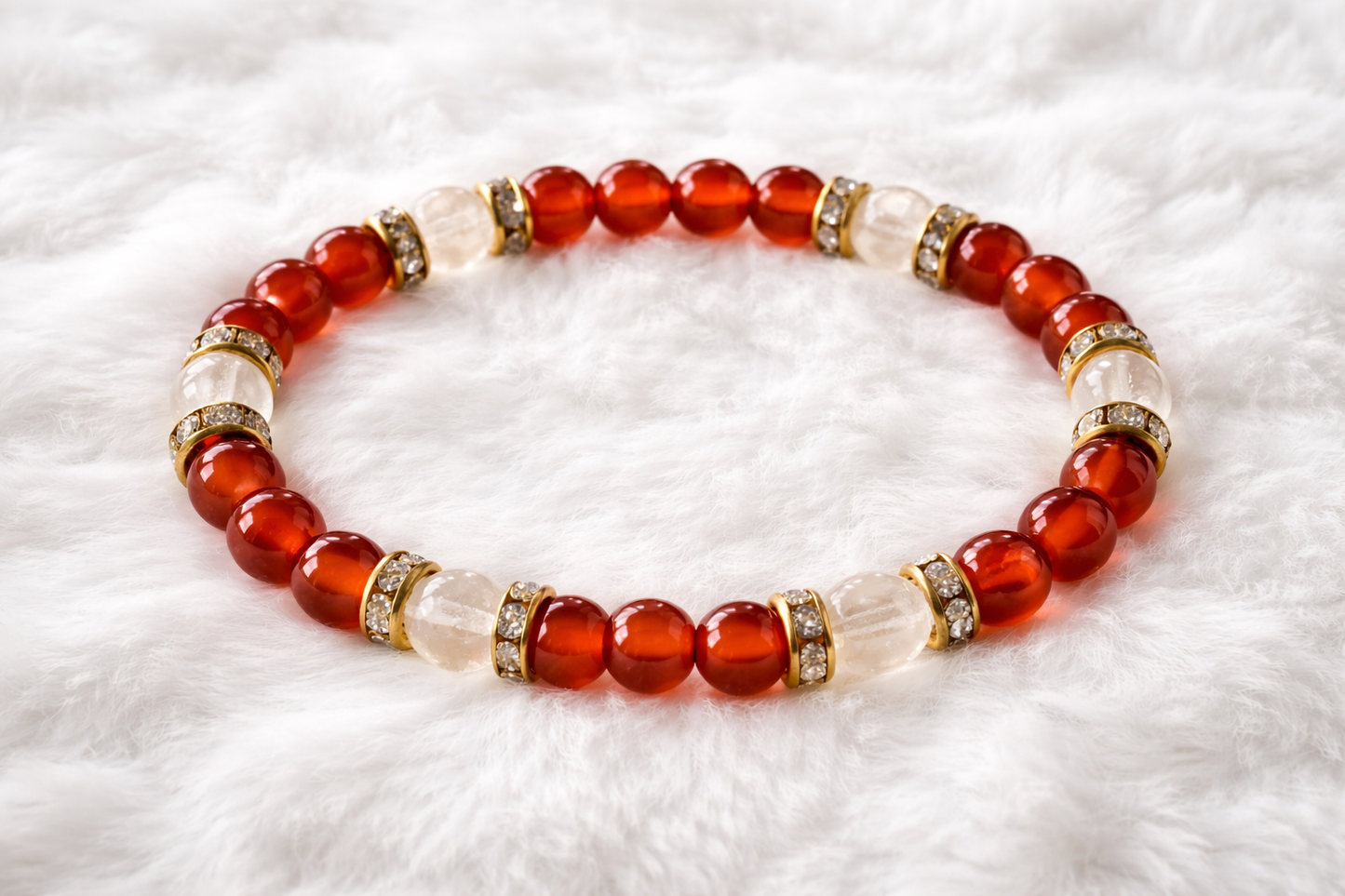 Bracelet Cornaline & Cristal de Roche