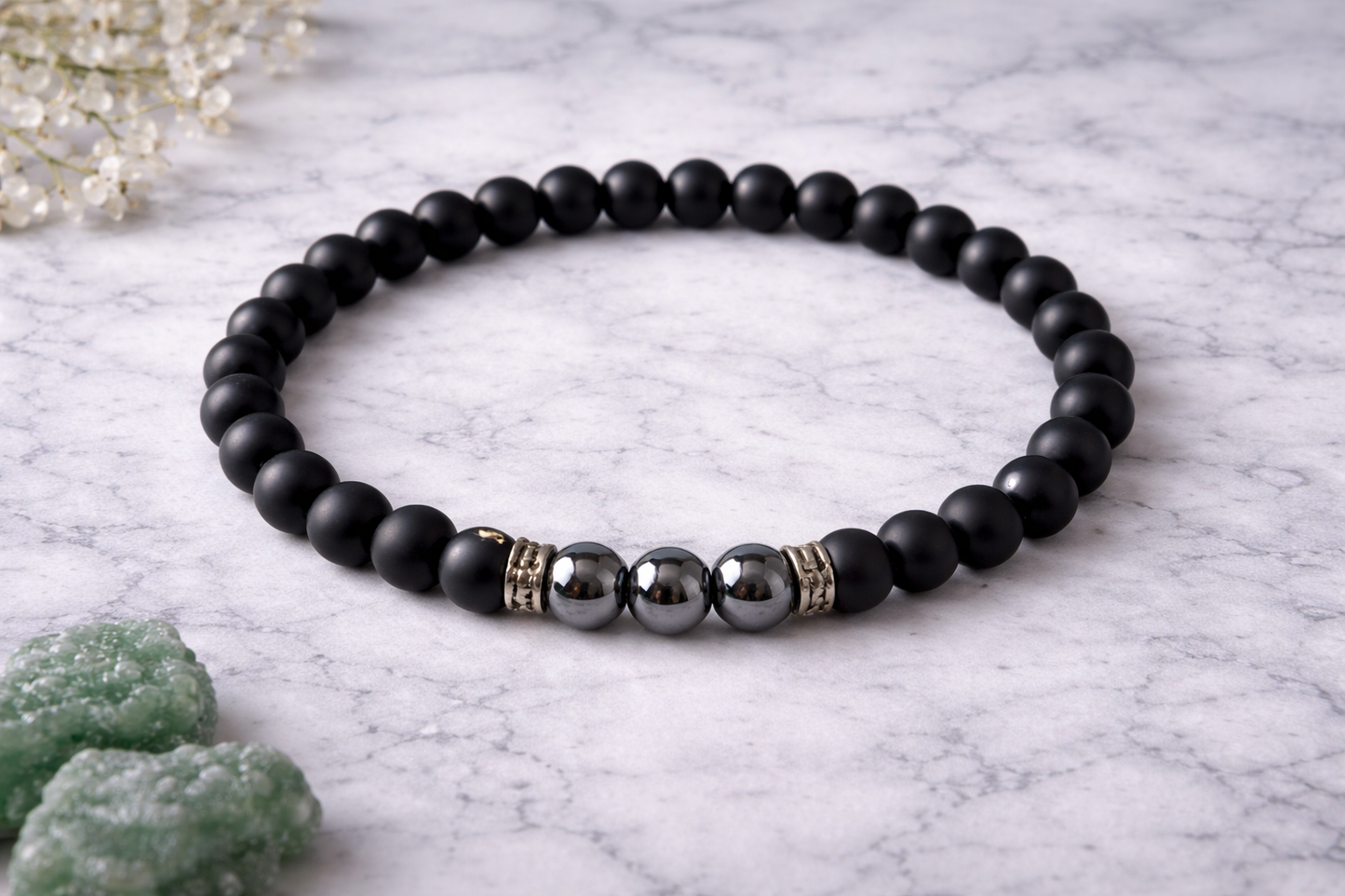 Bracelet hématite & onyx