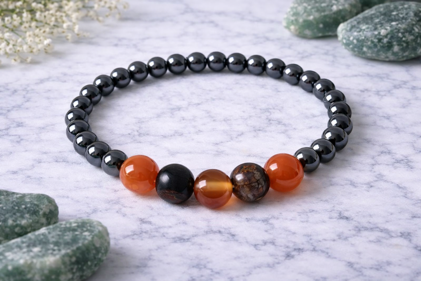 Bracelet Hématite & Cornaline
