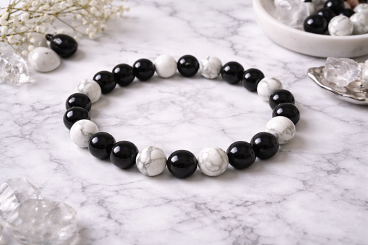 Bracelet Howlite et Obsidienne