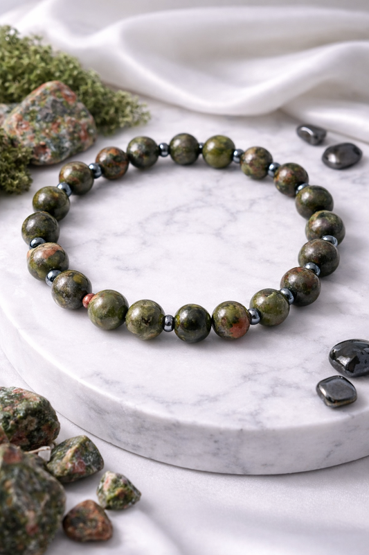 Bracelet Unakite et Hématite