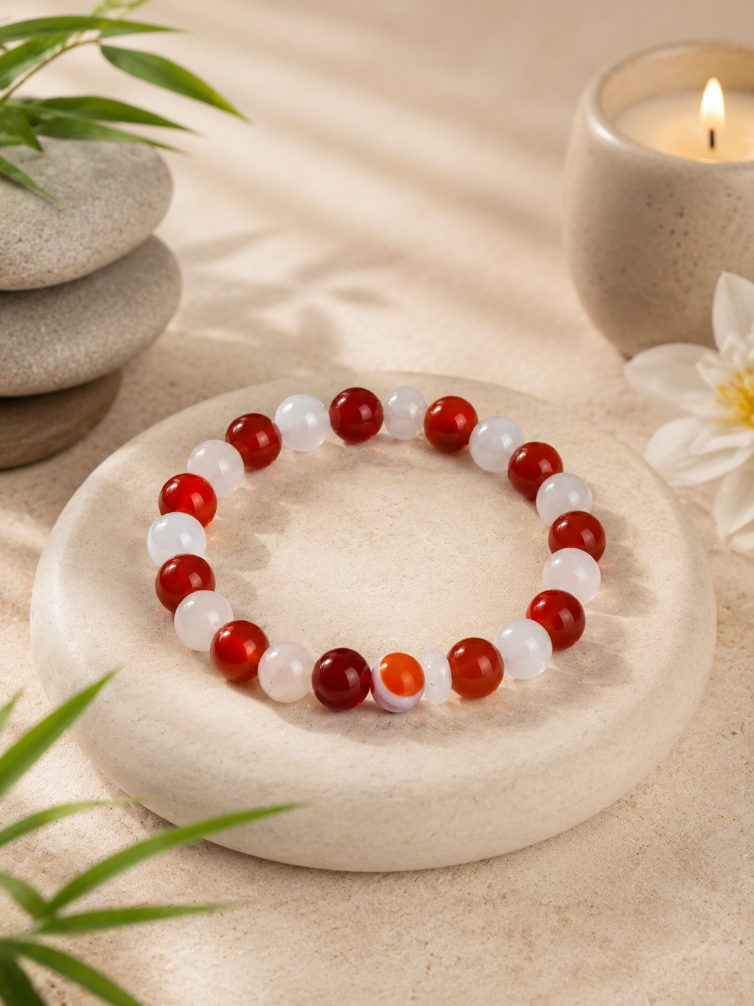 Bracelet Cornaline  et Pierre de lune 🌙