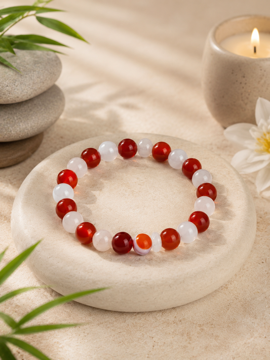 Bracelet Cornaline  et Pierre de lune 🌙