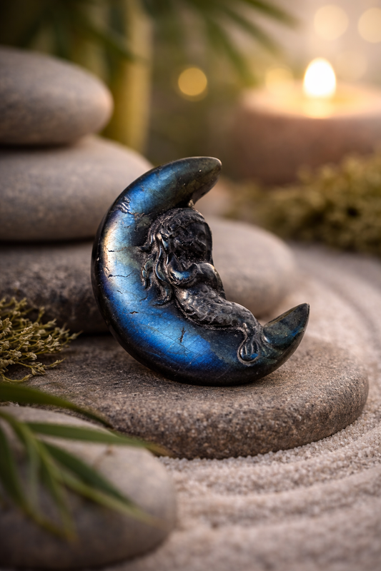 Lune et sirène  en labradorite